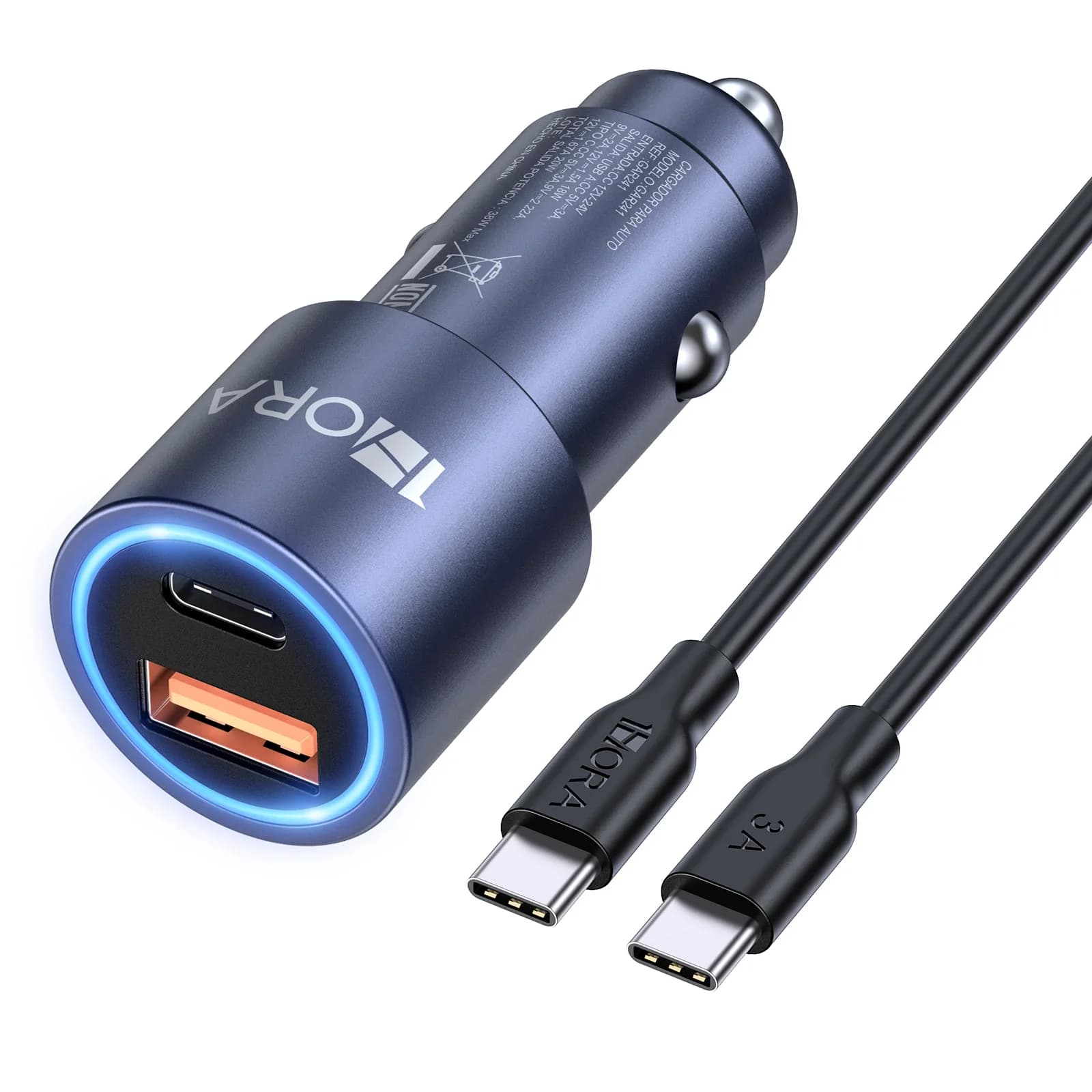 1Hora 18W Type-C Car Charger with Cable
