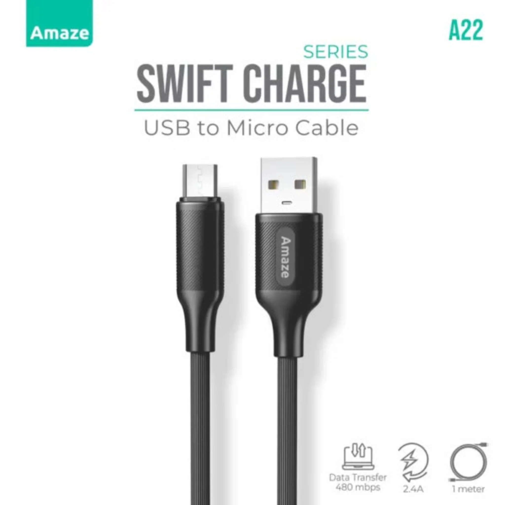 Amaze A22 Swift Charge USB to Micro Cable 2.4A 1M