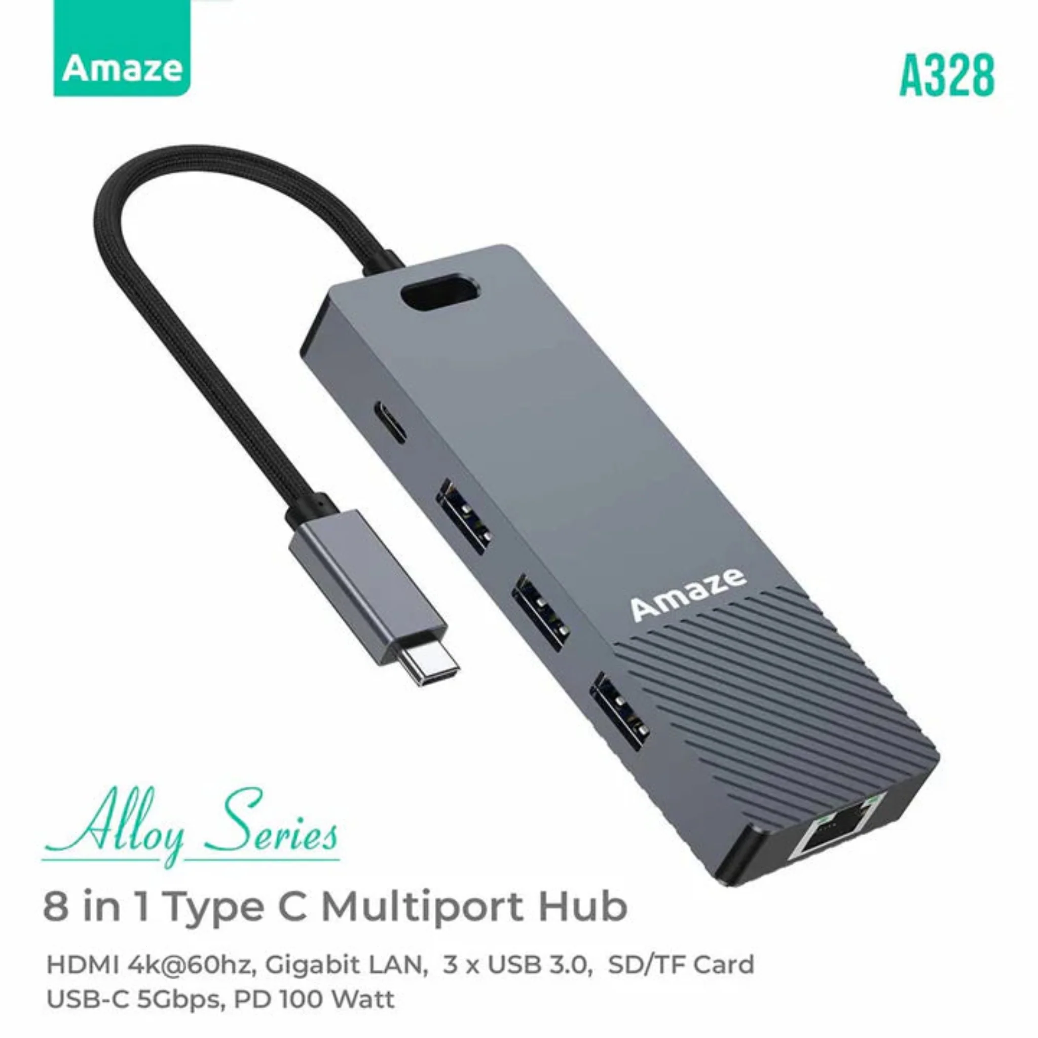 Amaze A328 Alloy Series 8-in-1 Type-C Multiport Hub