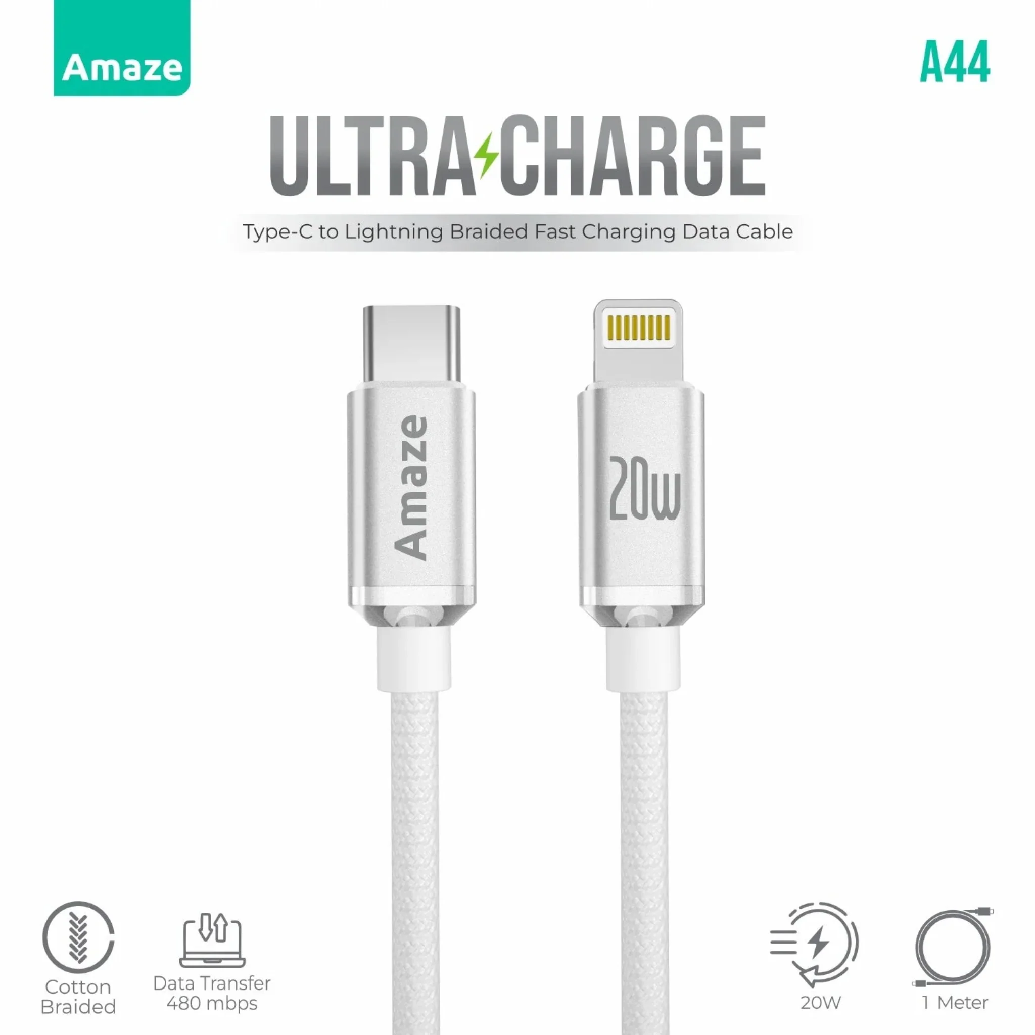 Amaze A44 Ultra Charge Type C to Lightning Cable