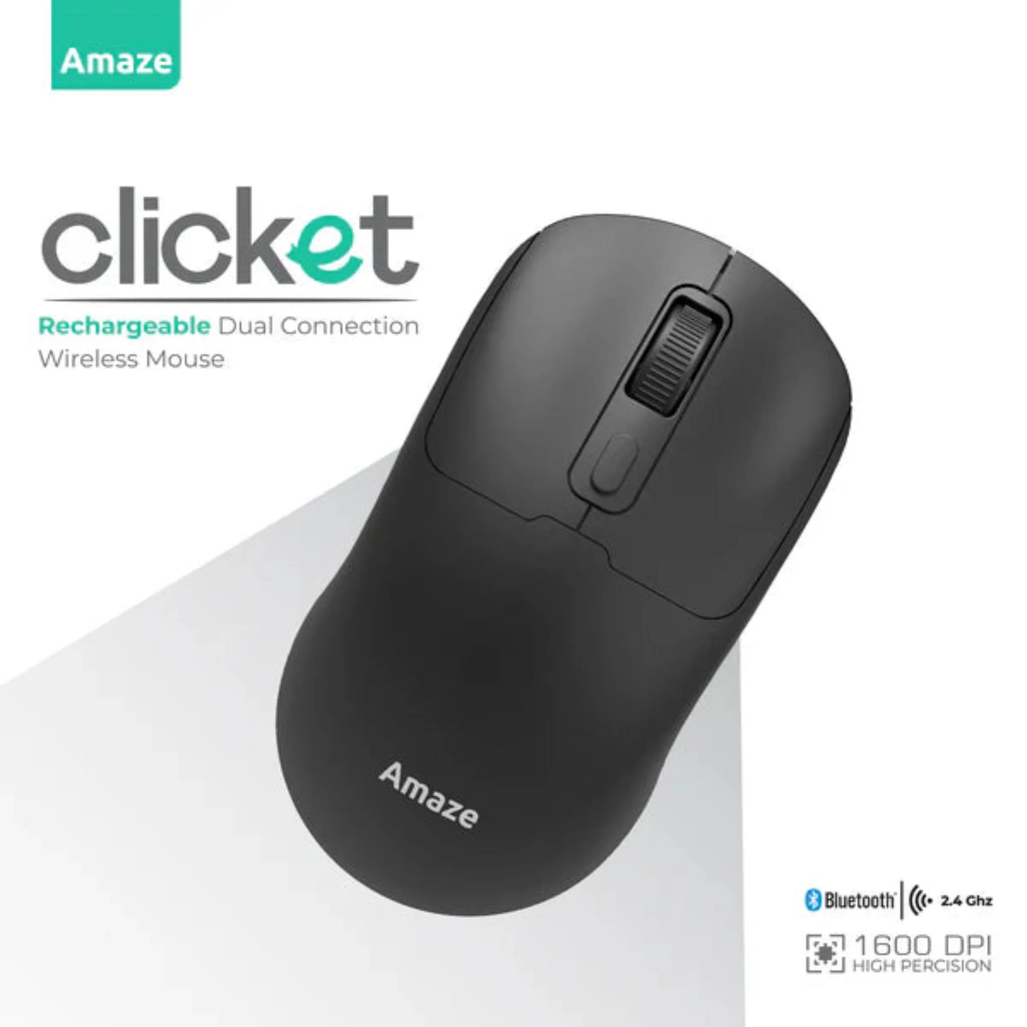 Amaze A712 Clicket Dual Connection Wireless Mouse - Black/White