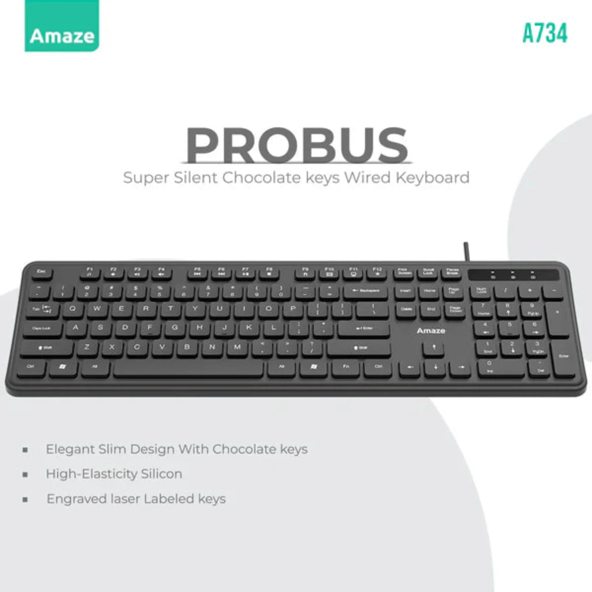 Amaze A734 ProBus Silent Wired Keyboard
