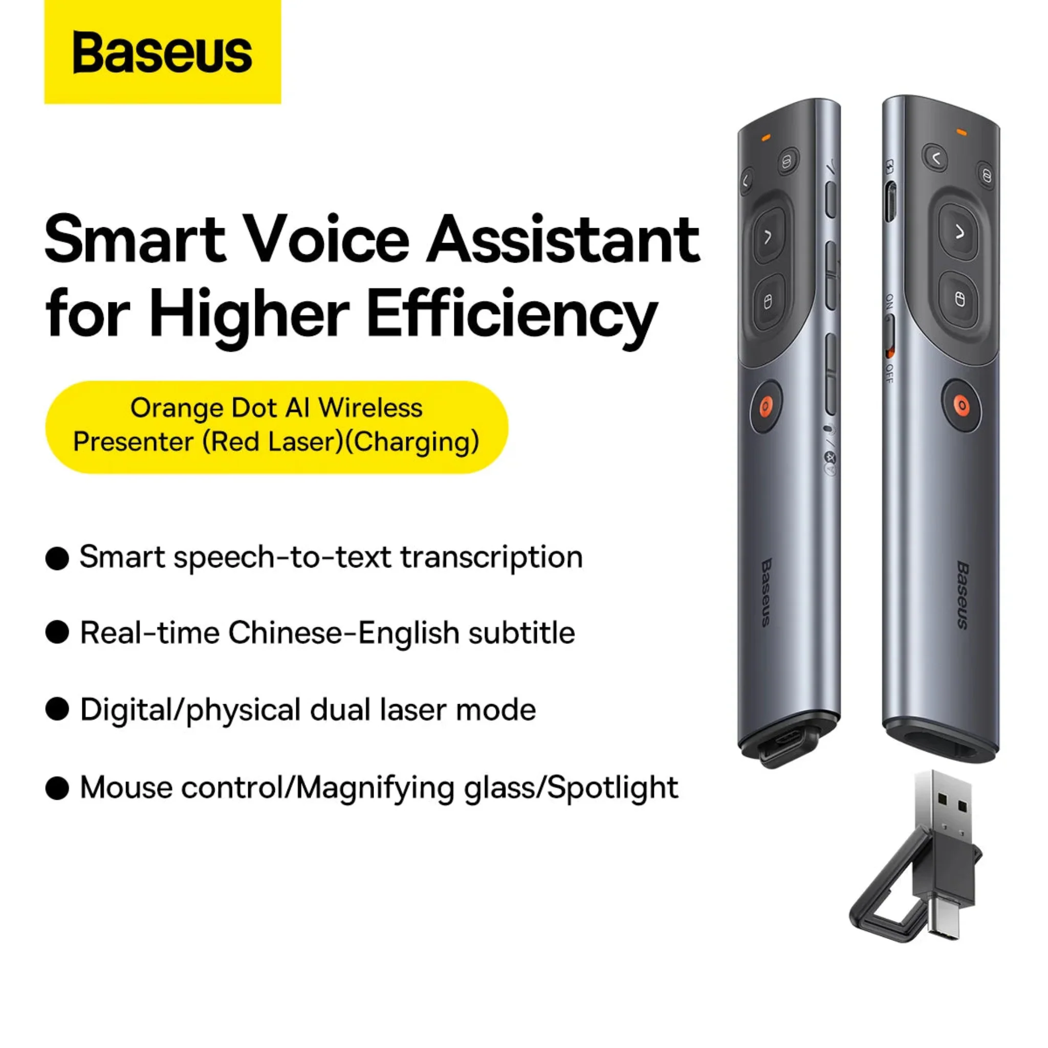 Baseus Orange Dot AI Wireless Presenter