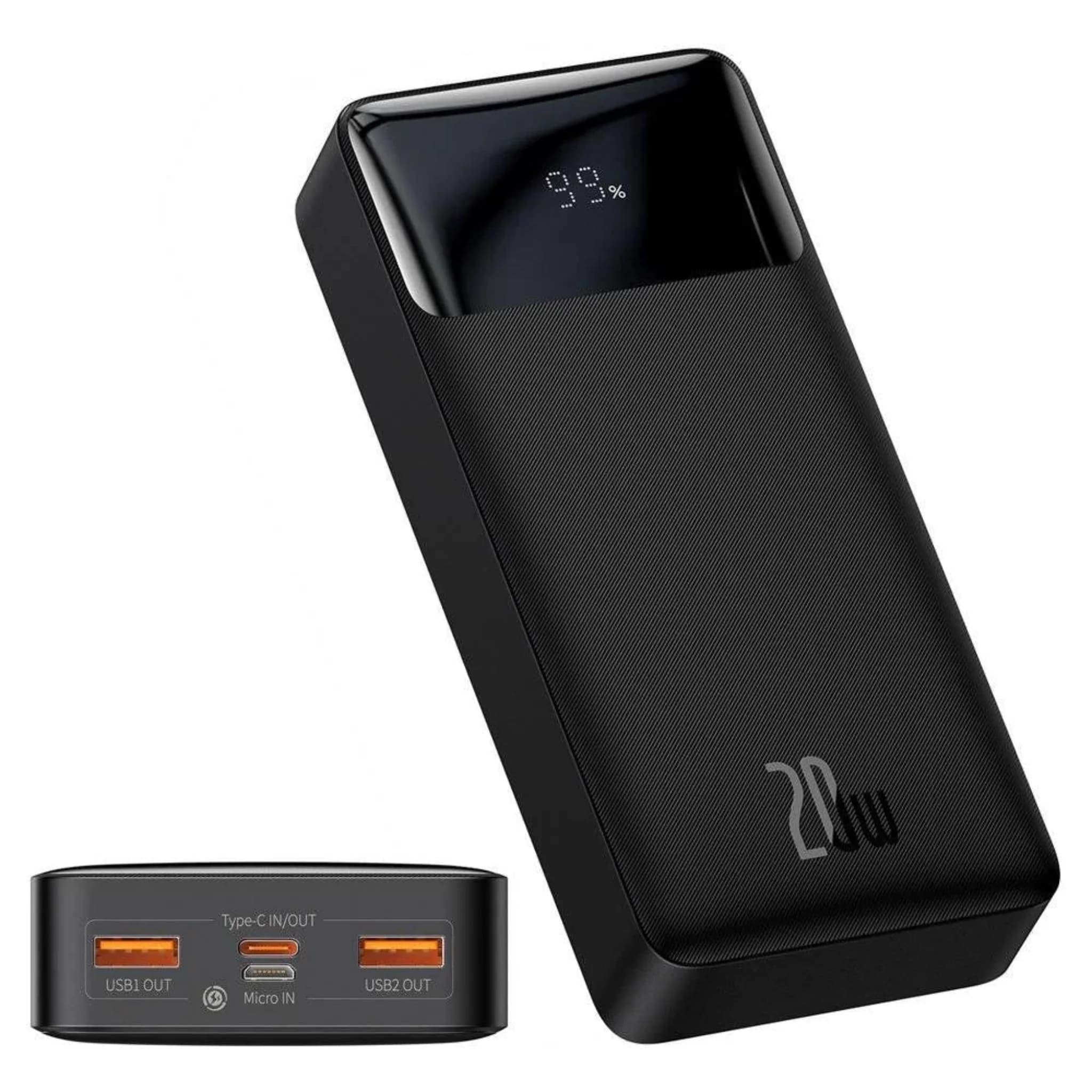 Baseus Bipow 20000mAh Fast Charge Power Bank - 20W Black