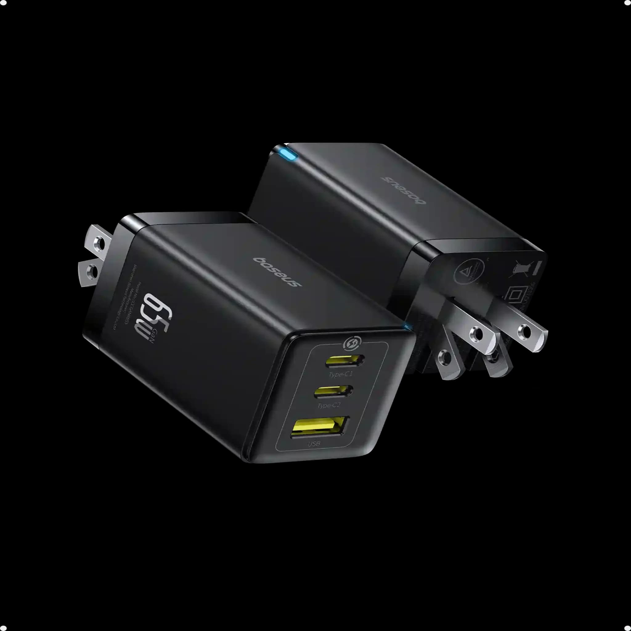 Baseus GaN5 Pro 65W Fast Charger - Pack of 2 (Cluster Black)