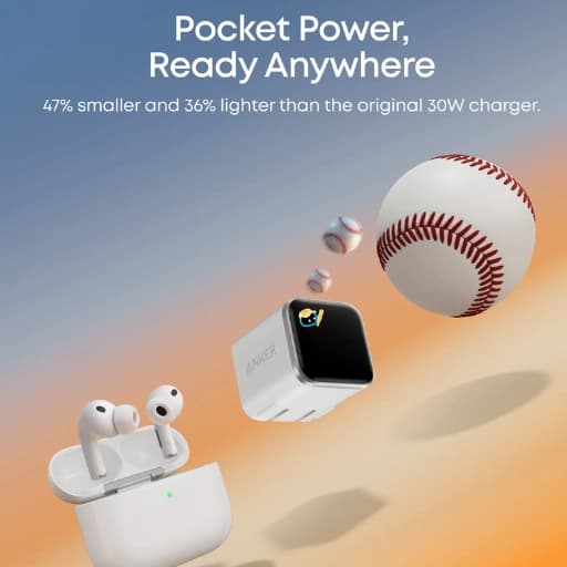 Anker Nano Charger shown in a pocket for a compact and portable charging experience.