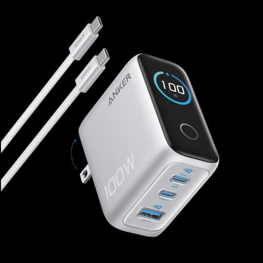 Anker Charger (100W, 3 Ports, Smart Display) at Digital Dukkan