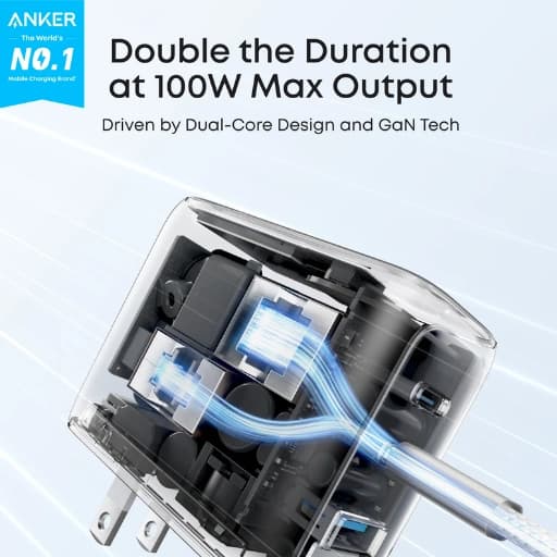 Anker Charger (100W, 3 Ports, Smart Display) at Digital Dukkan