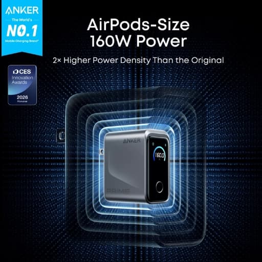 Anker Prime Charger (160W, 3 Ports, Smart Display) at Digital Dukkan