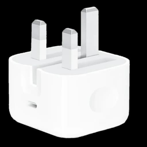 Compact 20W USB-C power adapter for fast charging Apple devices.